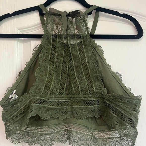 Aerie olive green bralette with bow sz L - Picture 2 of 5
